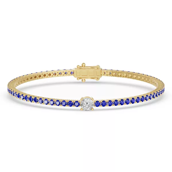 Lunava Sapphire & Round Lab Diamond Tennis Bracelet