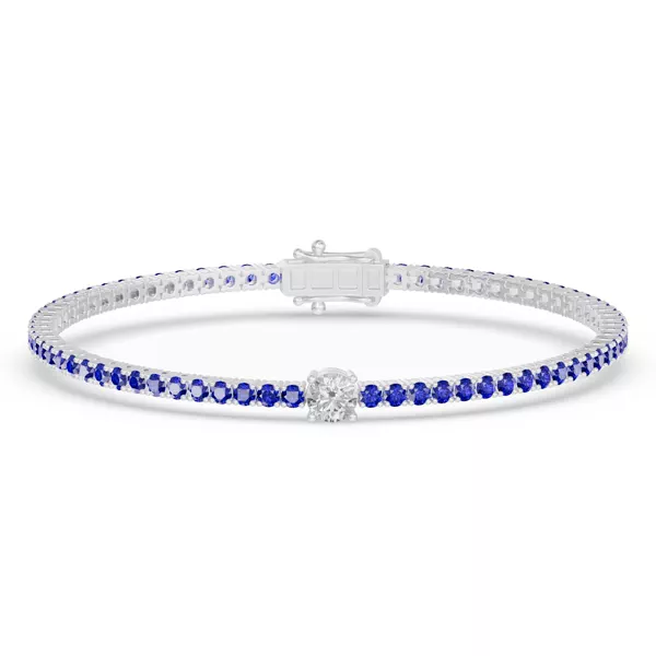 Lunava Sapphire & Round Lab Diamond Tennis Bracelet