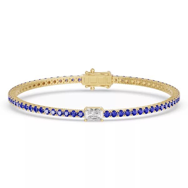 Lunava Sapphire & Radiant Lab Diamond Tennis Bracelet