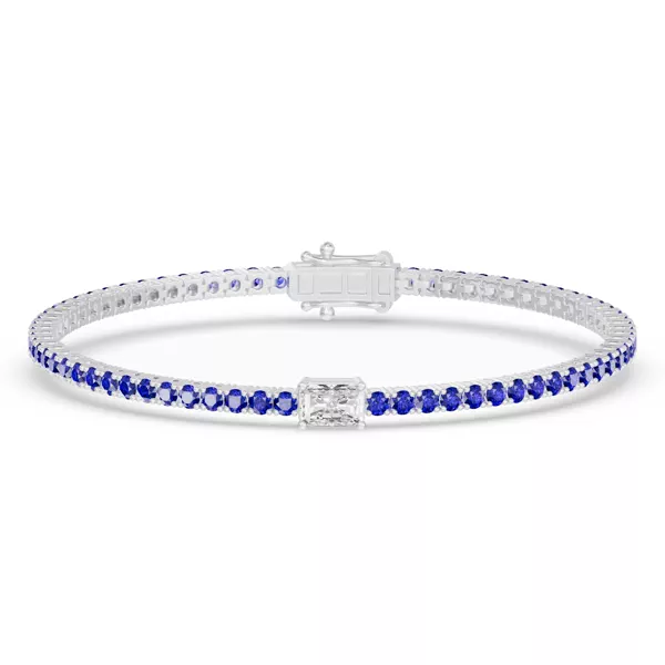 Lunava Sapphire & Radiant Lab Diamond Tennis Bracelet