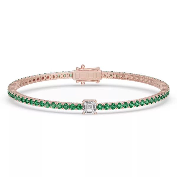 Lunava Green Emerald & Asscher Lab Diamond Tennis Bracelet