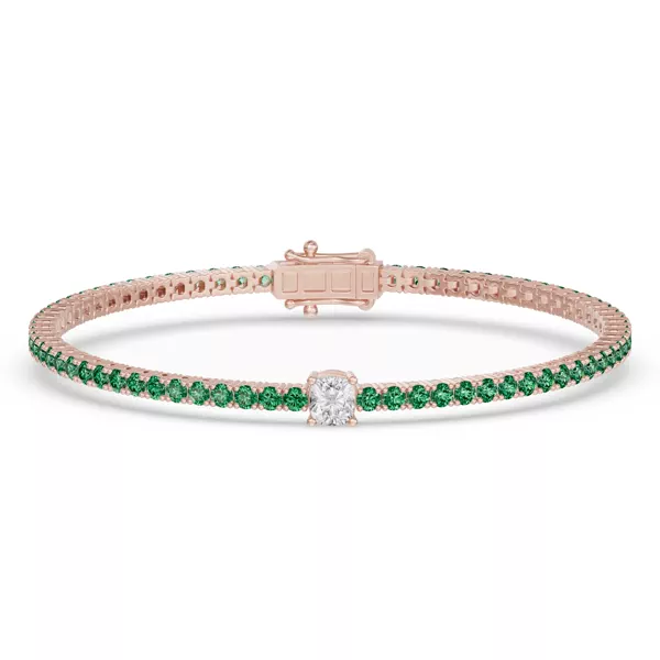 Lunava Green Emerald & Cushion Lab Diamond Tennis Bracelet