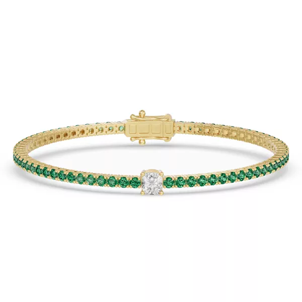 Lunava Green Emerald & Cushion Lab Diamond Tennis Bracelet