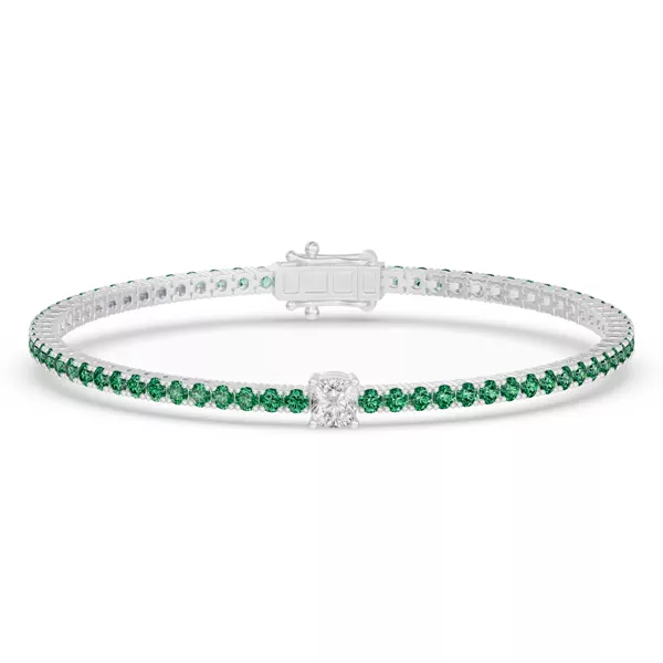 Lunava Green Emerald & Cushion Lab Diamond Tennis Bracelet