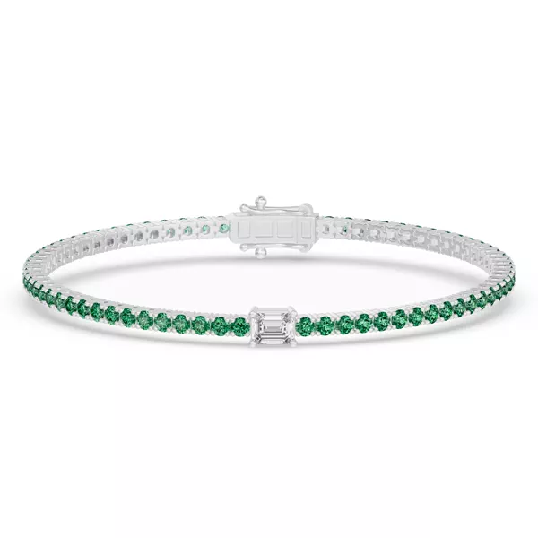 Lunava Green Emerald & Emerald-Cut Lab Diamond Tennis Bracelet