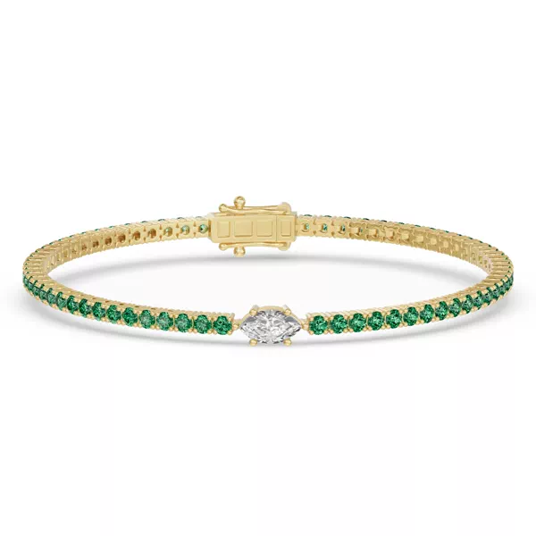 Lunava Green Emerald & Marquise Lab Diamond Tennis Bracelet