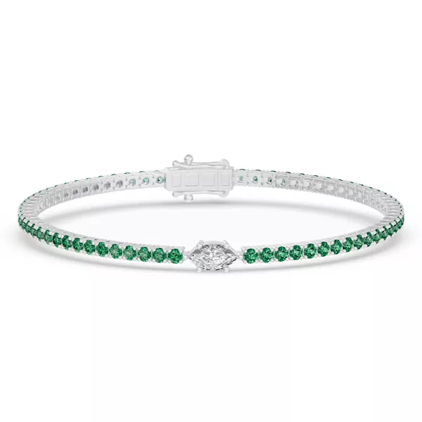 Lunava Green Emerald & Marquise Lab Diamond Tennis Bracelet