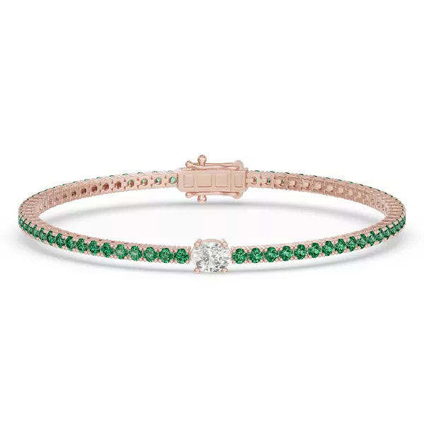 Lunava Green Emerald & Oval Lab Diamond Tennis Bracelet