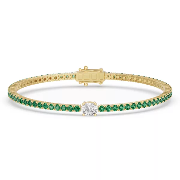 Lunava Green Emerald & Oval Lab Diamond Tennis Bracelet