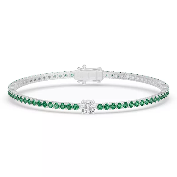 Lunava Green Emerald & Oval Lab Diamond Tennis Bracelet