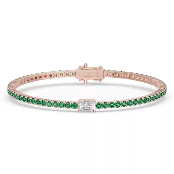Lunava Green Emerald & Radiant Lab Diamond Tennis Bracelet