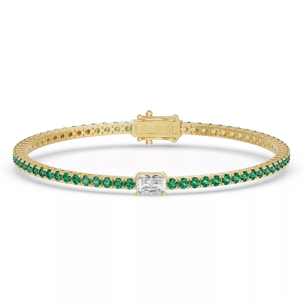 Lunava Green Emerald & Radiant Lab Diamond Tennis Bracelet