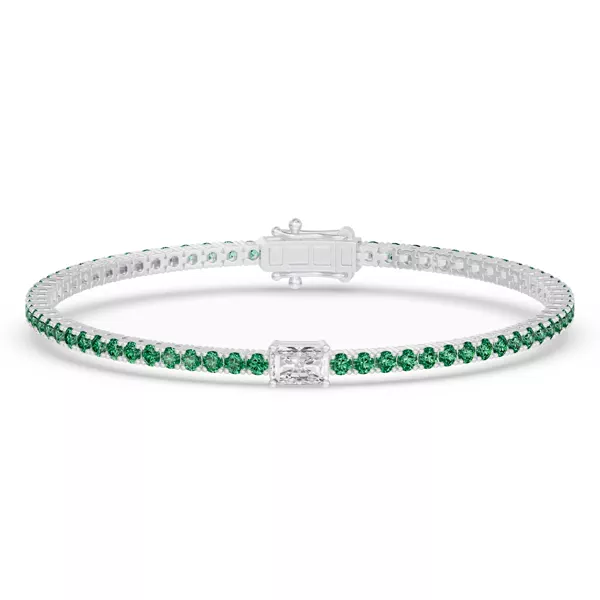 Lunava Green Emerald & Radiant Lab Diamond Tennis Bracelet