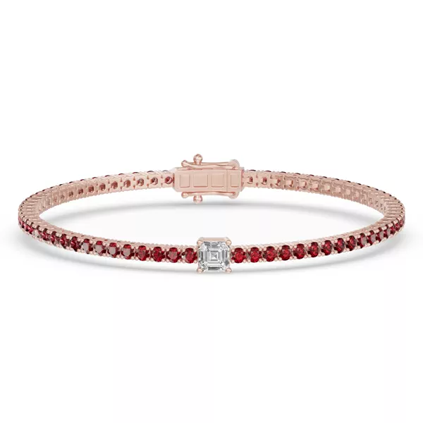 Lunava Ruby & Asscher Lab Diamond Tennis Bracelet