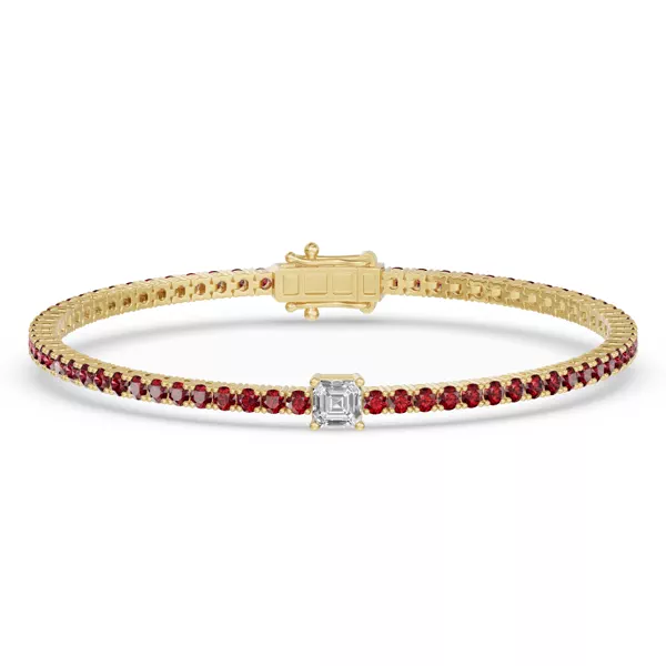 Lunava Ruby & Asscher Lab Diamond Tennis Bracelet