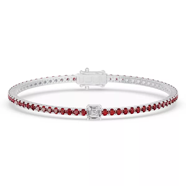 Lunava Ruby & Asscher Lab Diamond Tennis Bracelet