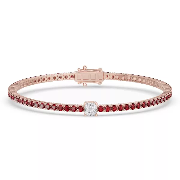 Lunava Ruby & Cushion Lab Diamond Tennis Bracelet