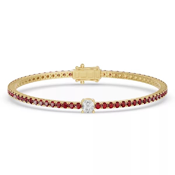 Lunava Ruby & Cushion Lab Diamond Tennis Bracelet