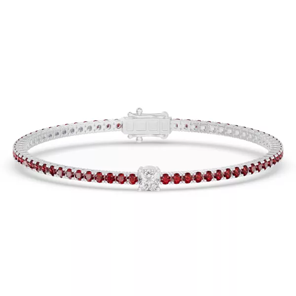 Lunava Ruby & Cushion Lab Diamond Tennis Bracelet