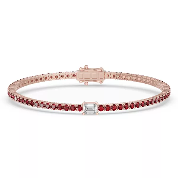 Lunava Ruby & Emerald-Cut Lab Diamond Tennis Bracelet