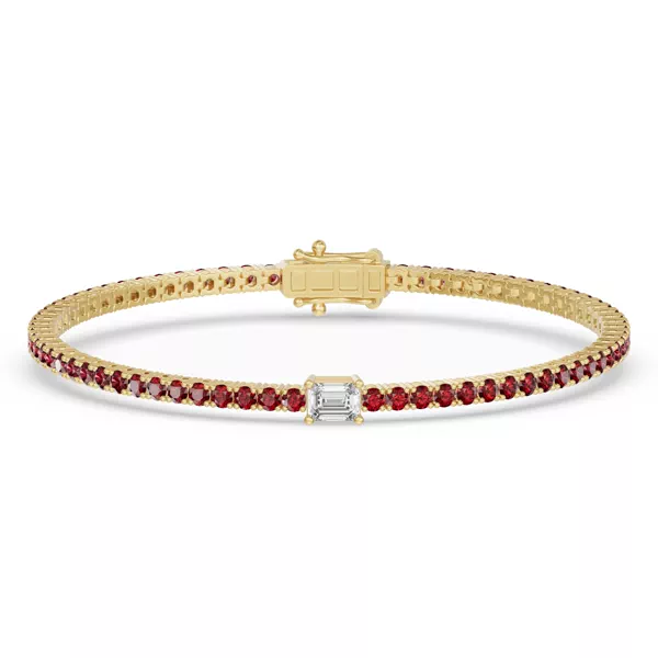 Lunava Ruby & Emerald-Cut Lab Diamond Tennis Bracelet
