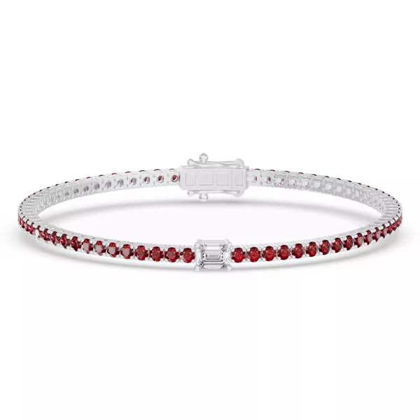 Lunava Ruby & Emerald-Cut Lab Diamond Tennis Bracelet