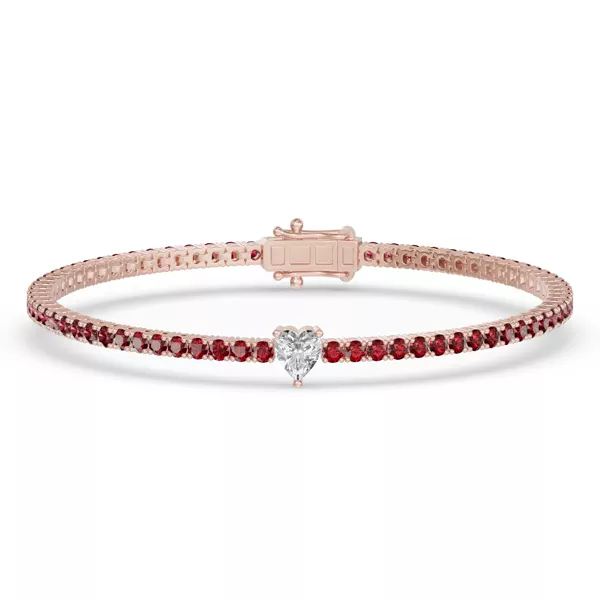 Lunava Ruby & Heart Lab Diamond Tennis Bracelet