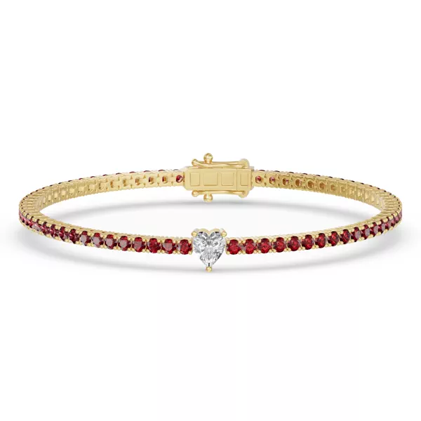 Lunava Ruby & Heart Lab Diamond Tennis Bracelet