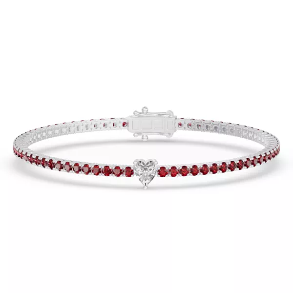 Lunava Ruby & Heart Lab Diamond Tennis Bracelet
