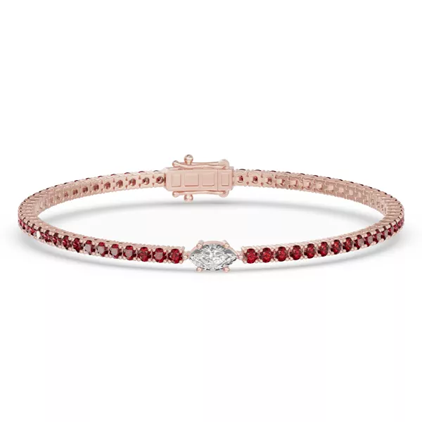 Lunava Ruby & Marquise Lab Diamond Tennis Bracelet