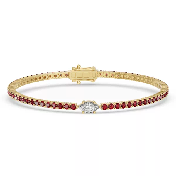 Lunava Ruby & Marquise Lab Diamond Tennis Bracelet
