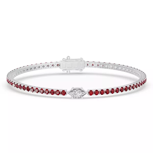 Lunava Ruby & Marquise Lab Diamond Tennis Bracelet