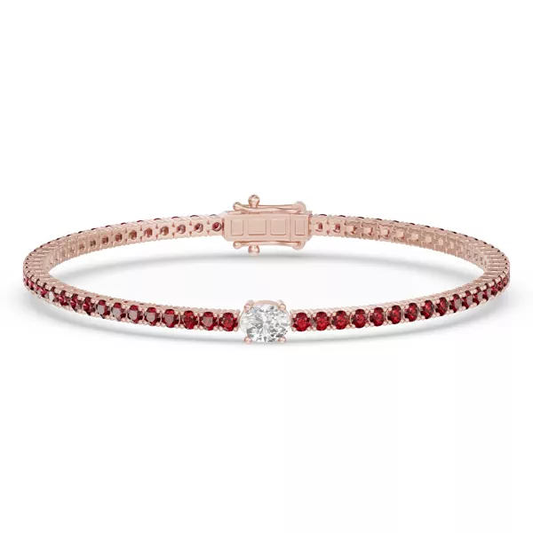 Lunava Ruby & Oval Lab Diamond Tennis Bracelet