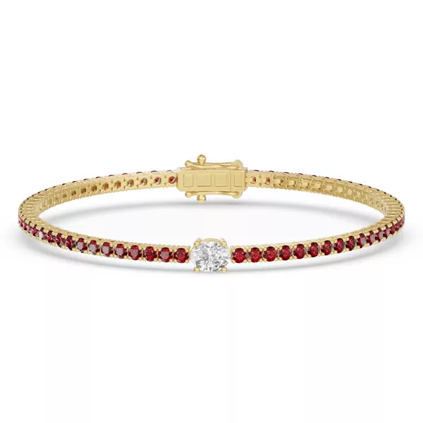 Lunava Ruby & Oval Lab Diamond Tennis Bracelet