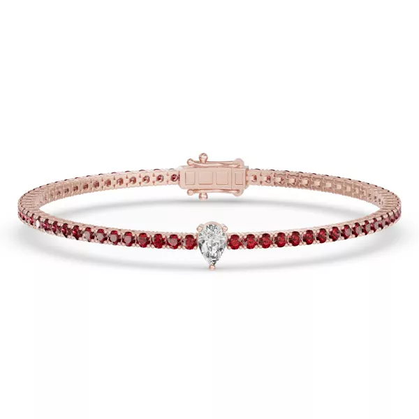 Lunava Ruby & Pear Lab Diamond Tennis Bracelet