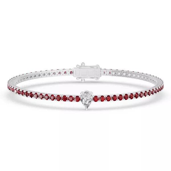 Lunava Ruby & Pear Lab Diamond Tennis Bracelet