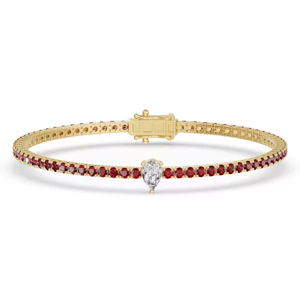 Lunava Ruby & Pear Lab Diamond Tennis Bracelet