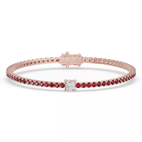 Lunava Ruby & Princess Lab Diamond Tennis Bracelet