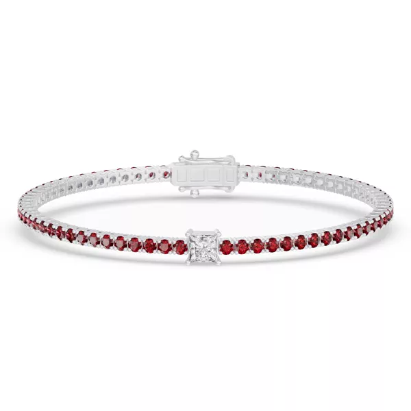 Lunava Ruby & Princess Lab Diamond Tennis Bracelet