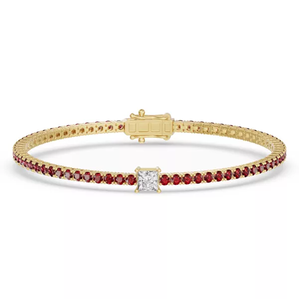 Lunava Ruby & Princess Lab Diamond Tennis Bracelet
