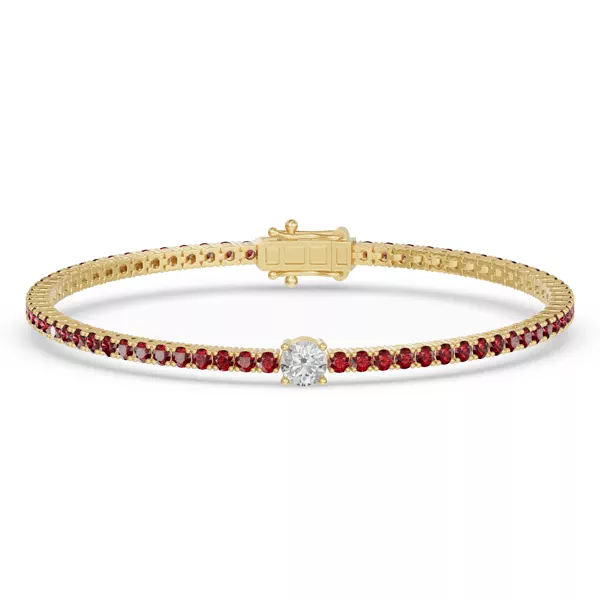 Lunava Ruby & Round Lab Diamond Tennis Bracelet