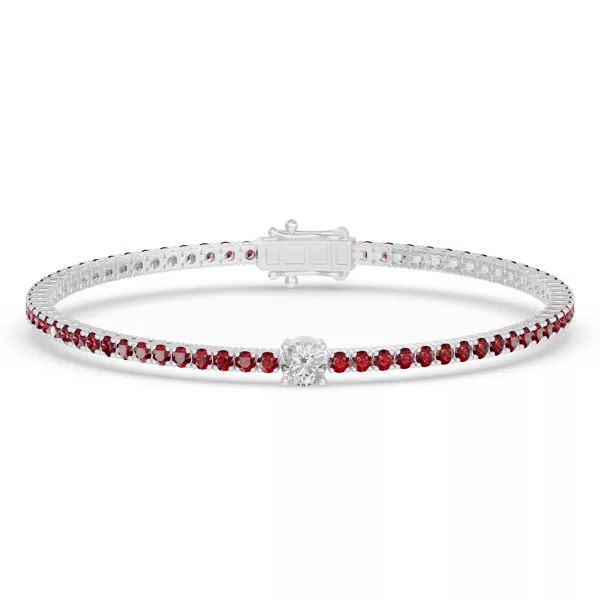 Lunava Ruby & Round Lab Diamond Tennis Bracelet