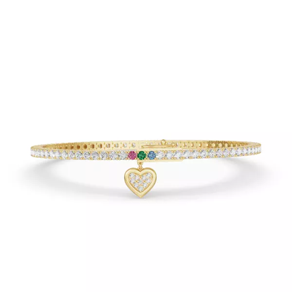 items Heart Charm Lab Diamond Tennis Bracelet