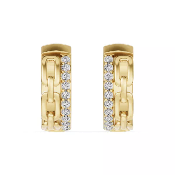 Chain Reaction Pavé Lab Huggie Earrings