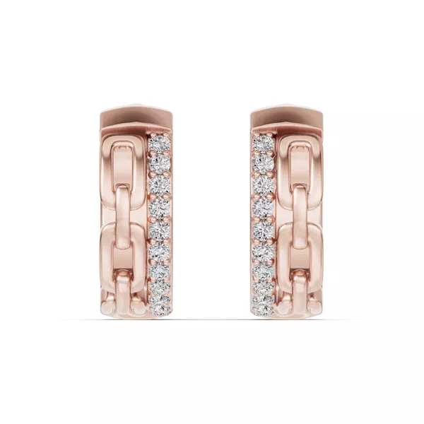 Chain Reaction Pavé Lab Huggie Earrings
