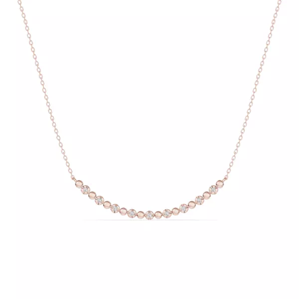 Lab Diamond Bead Bar Smile Necklace