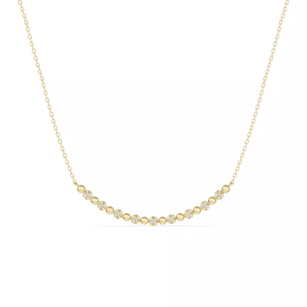 Lab Diamond Bead Bar Smile Necklace