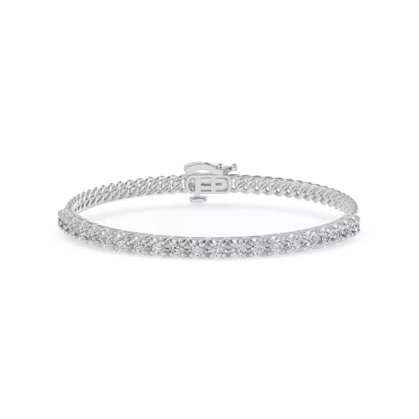 Sculpted Lab Diamond Cuban Link Silver Bracelet (1.50 ct. tw.)