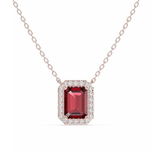 Emerald Garnet Lab Diamond Halo Pendant