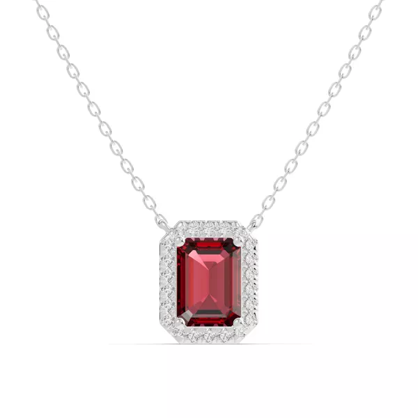 Emerald Garnet Lab Diamond Halo Pendant